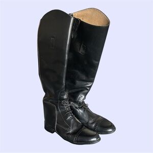 Vintage Amazonas Pull On Black Leather Riding Boots
